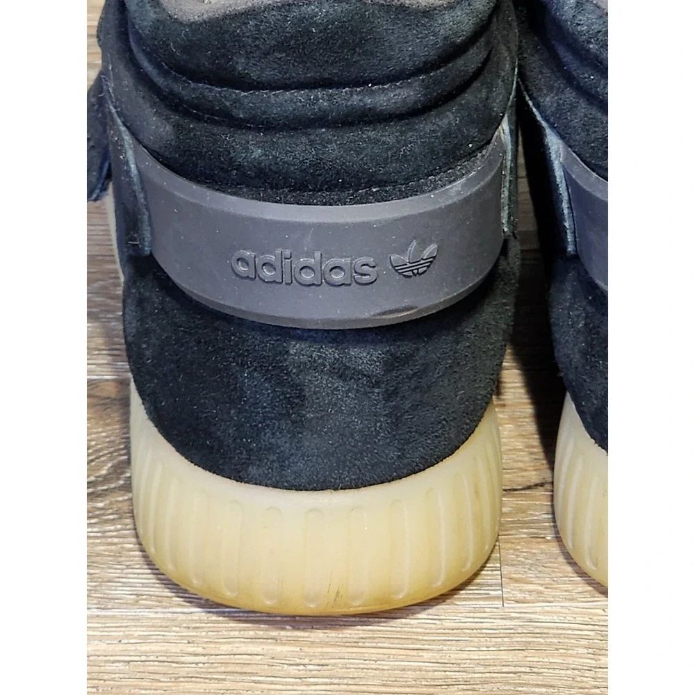 Adidas Mens 11.5 Tubular Invader Strap Sneakers Black Suede BB5037 2016 High Top